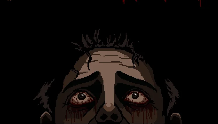 Deadpact key art: a frightened face staring up out of the dark